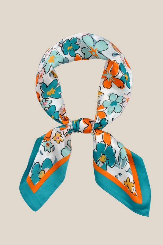 Multi Flower Print Bandana Scarf