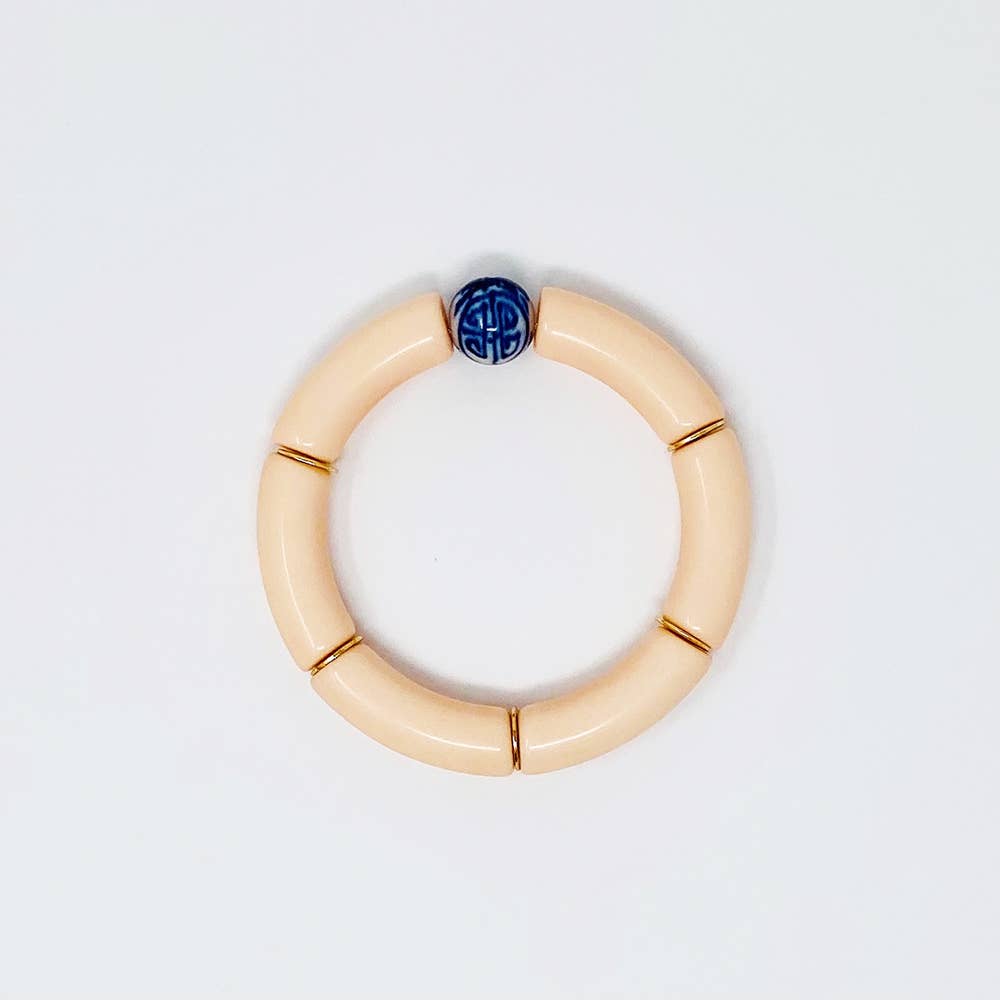 China Blue Bamboo Acrylic Tube Bracelet