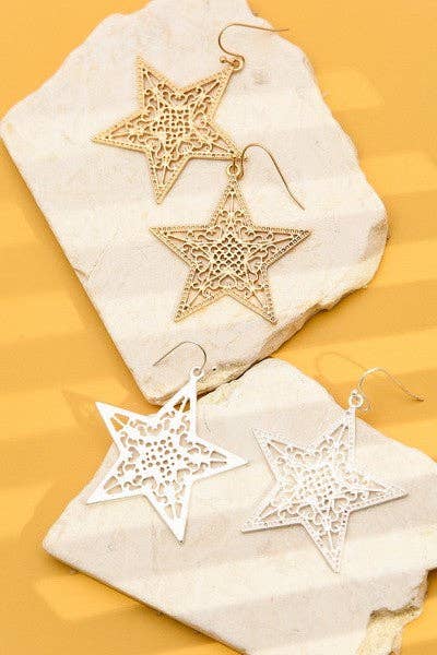 Matte Filigree Star Earrings