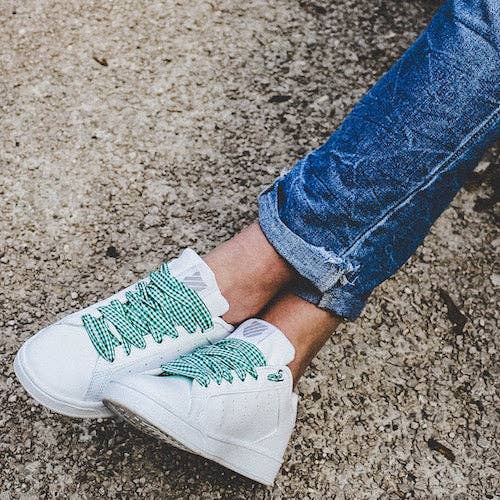 Green Gingham Shoelaces