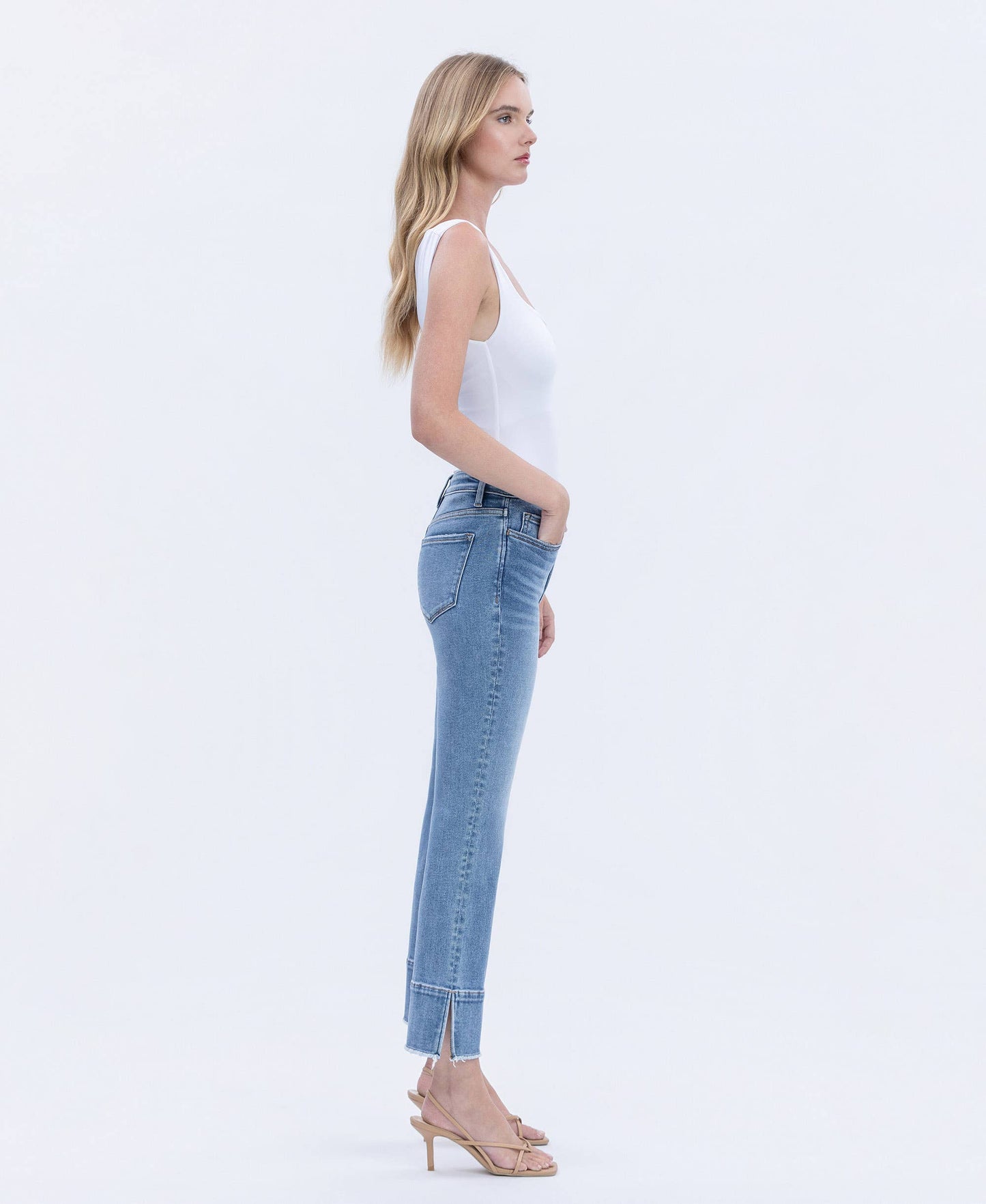 FLYING MONKEY- High Rise Trouser Slit Flare Jeans