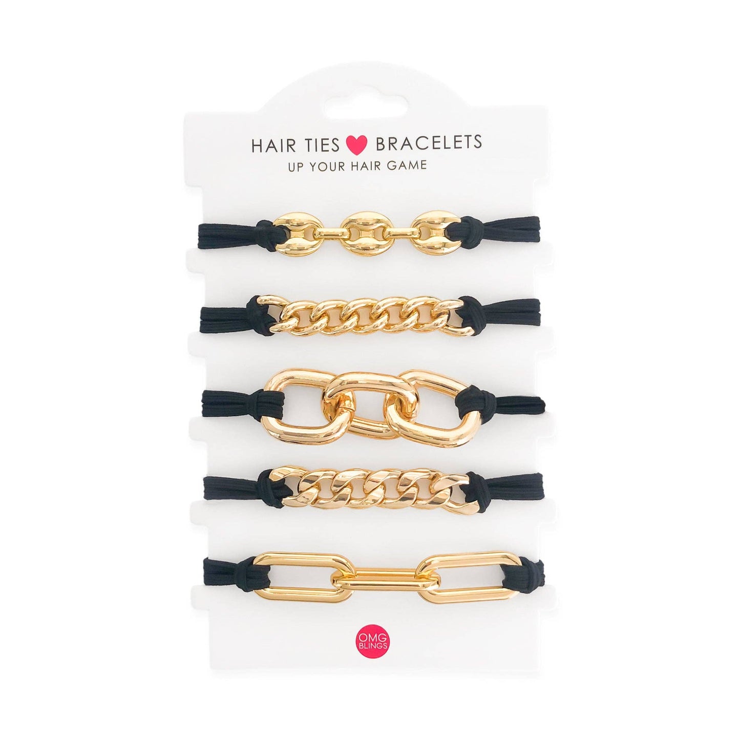 Black 5pc Hair Tie/Bracelet Set