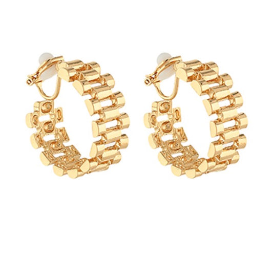 Chain link Clip On Hoop Earrings
