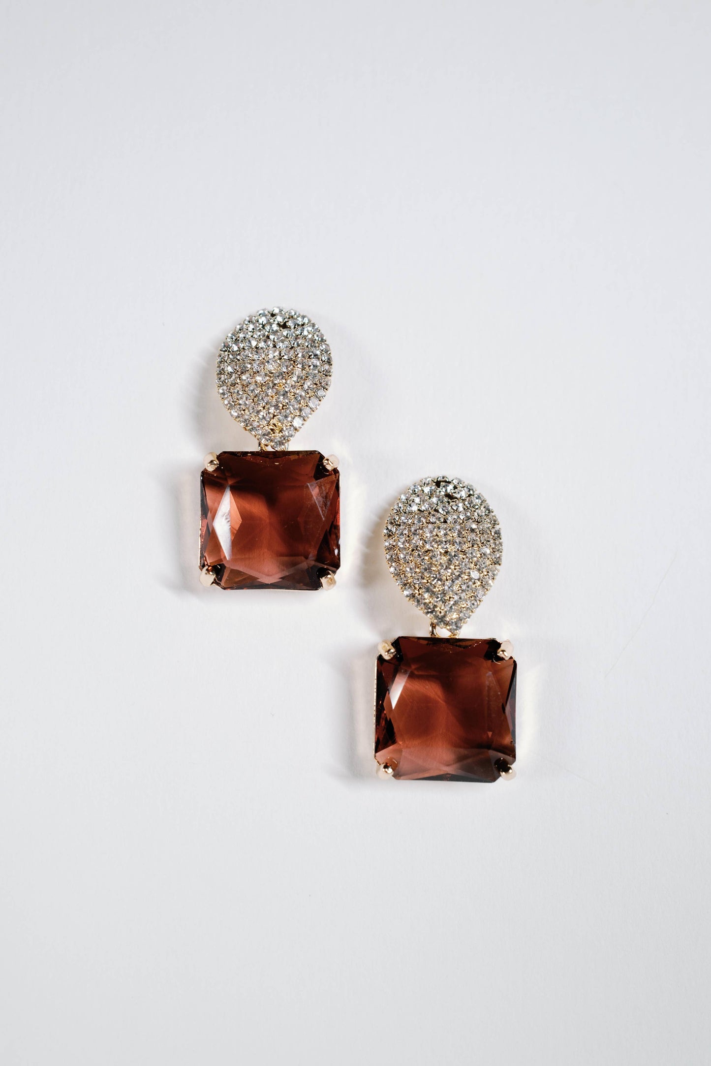 Smokey Plum Retro Pavé Crystal Gum Drop Earrings