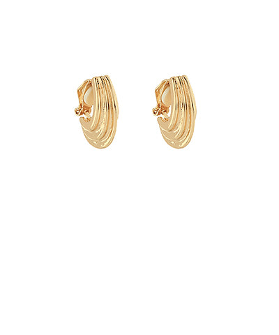 Gold Ribbed Clip On Earrings
