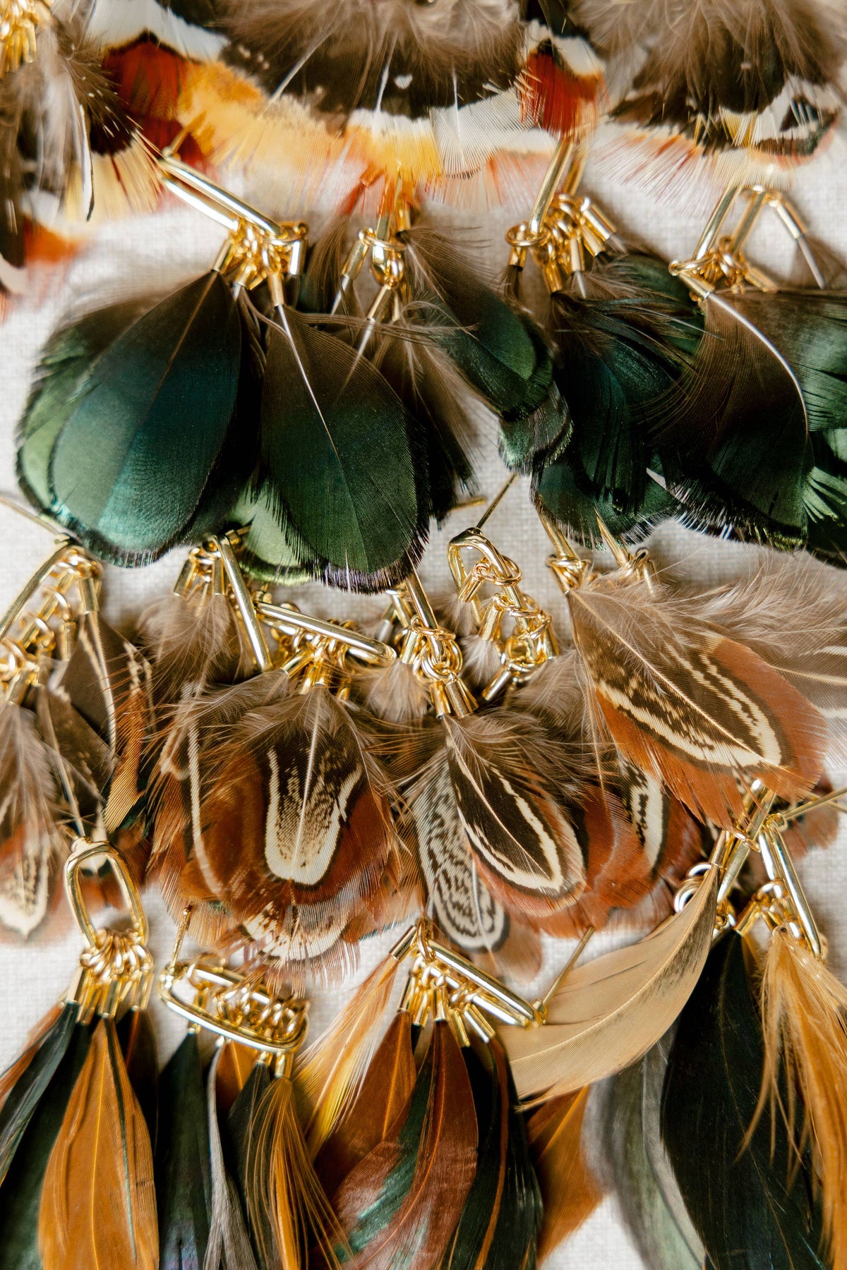 Juniper Fall Feather Tassel Statement Earrings