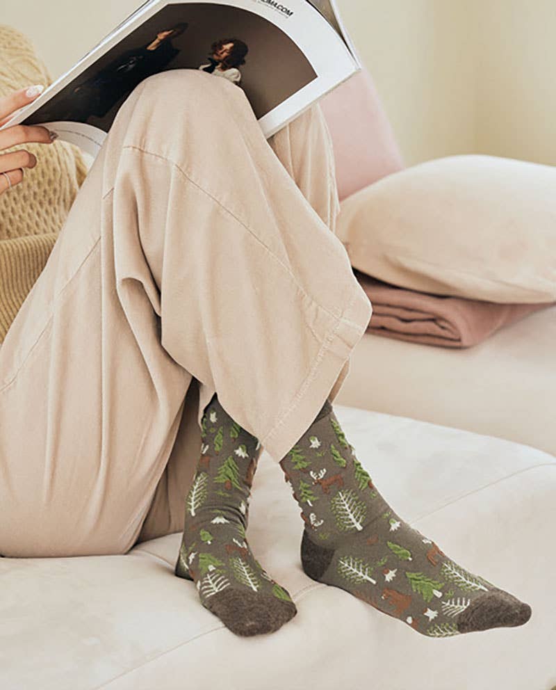 Women's Crew Oulanka Forest Pattern Socks