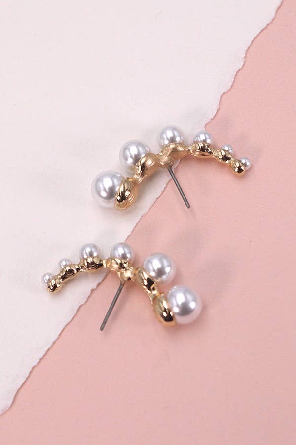 Crescent Shaped Pearl Cartilage Earrings
