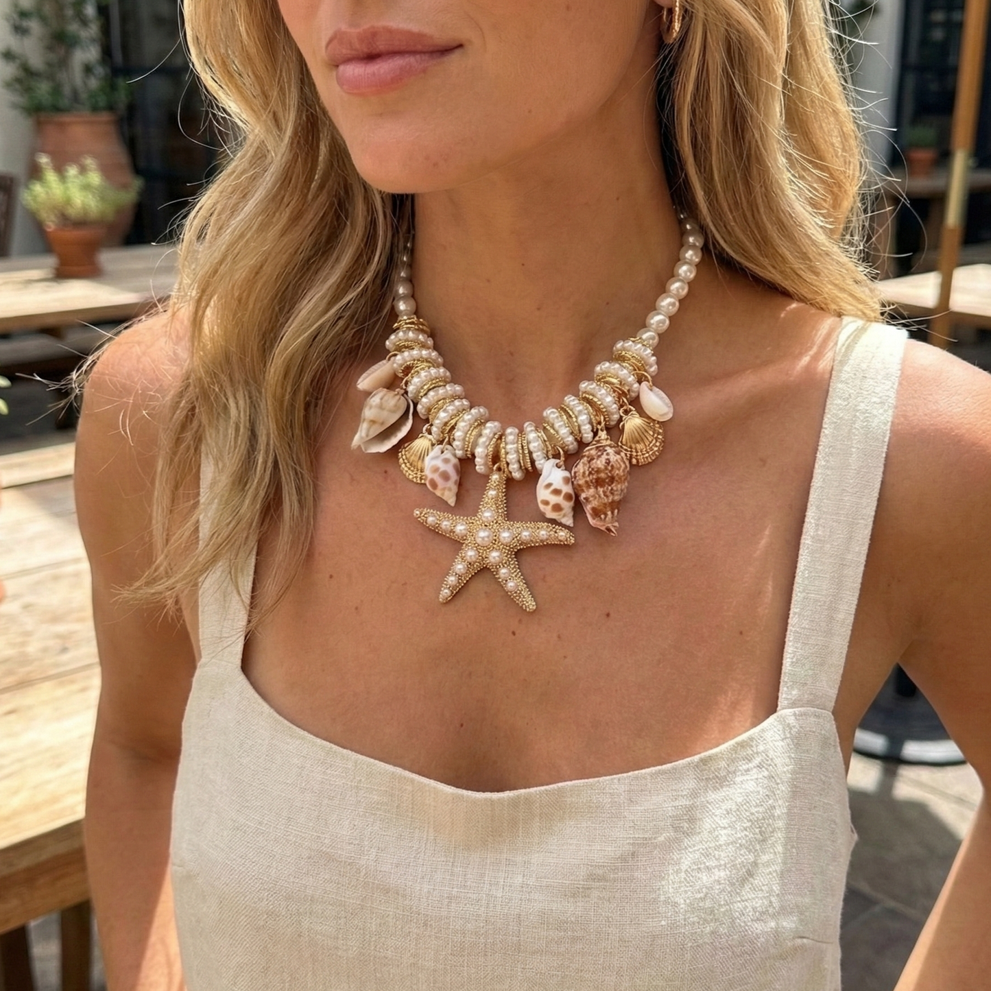 Starfish & Shell Pearl Necklace