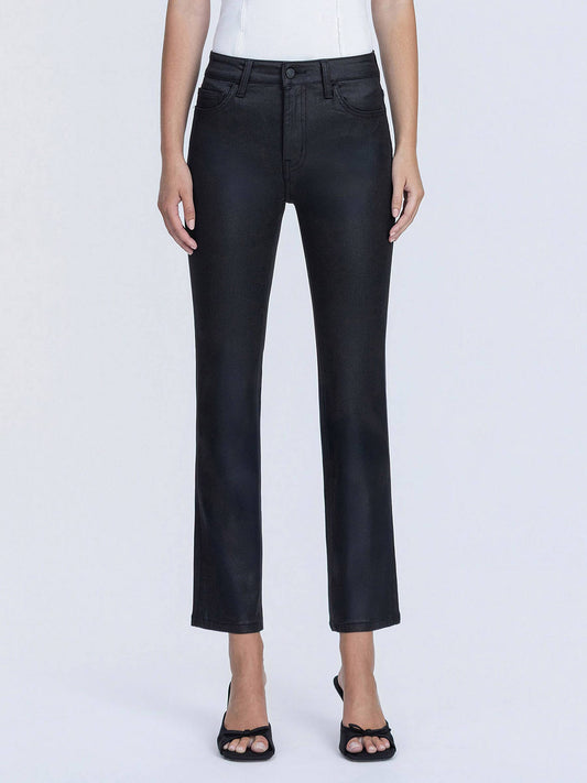 VERVET BLUE BY FLYING MONKEY- High Rise Coated Slim Straight Jeans