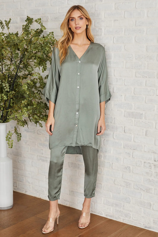 Satin Button Up Tunic