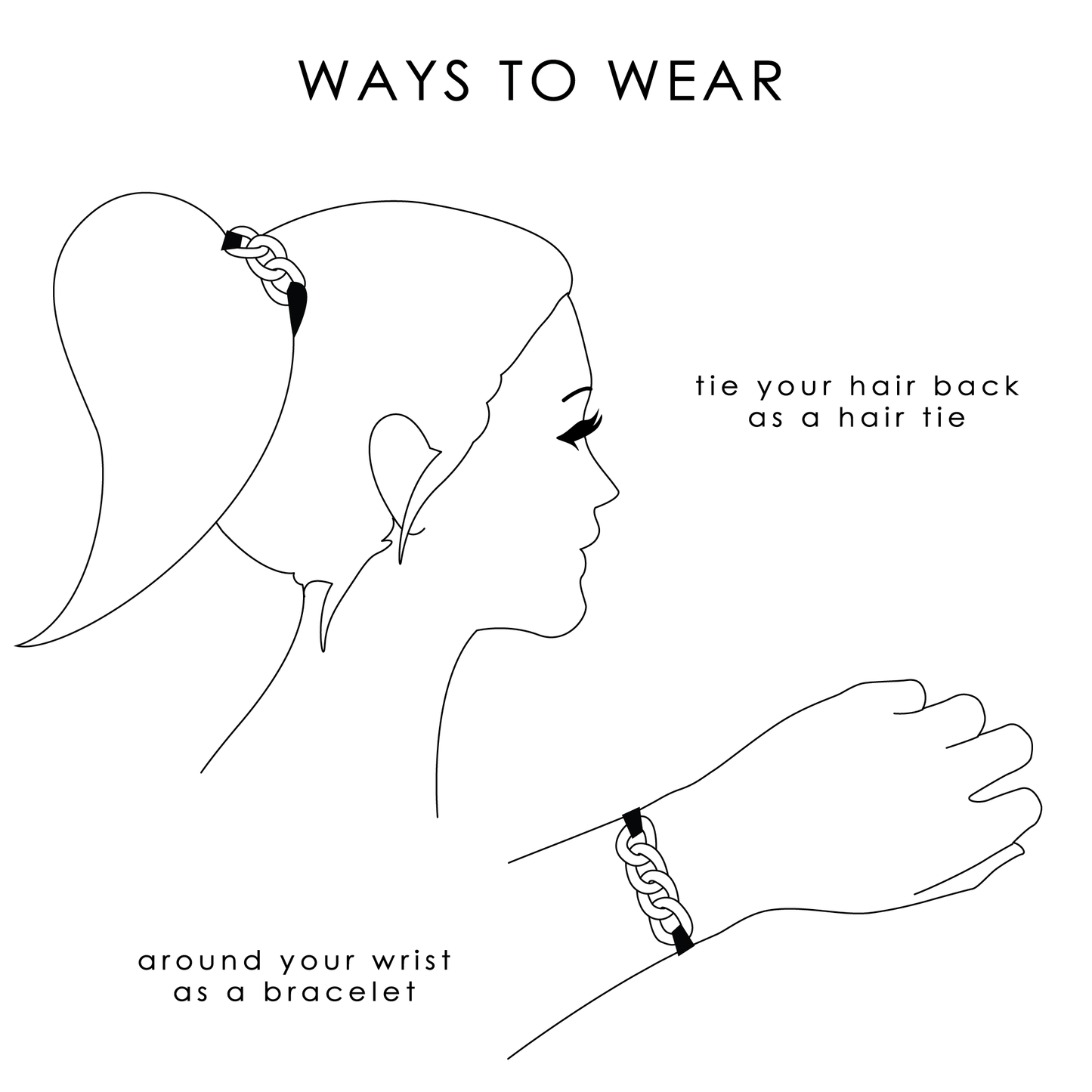 Black 5pc Hair Tie/Bracelet Set