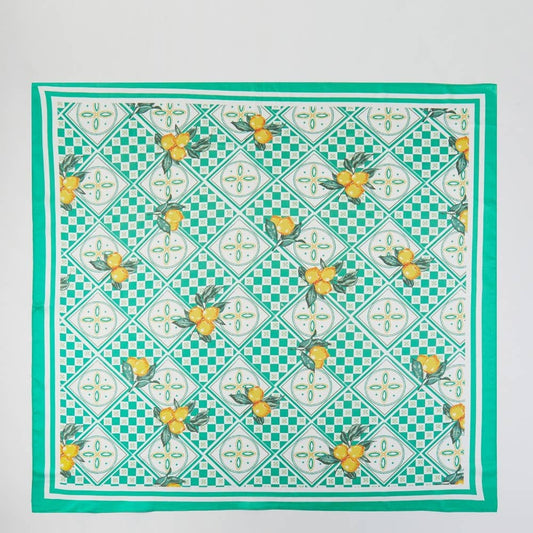 Mosaic Lemon Print Square Bandana Scarf