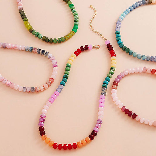 Ombre Flat Round Shaped Beaded Necklace