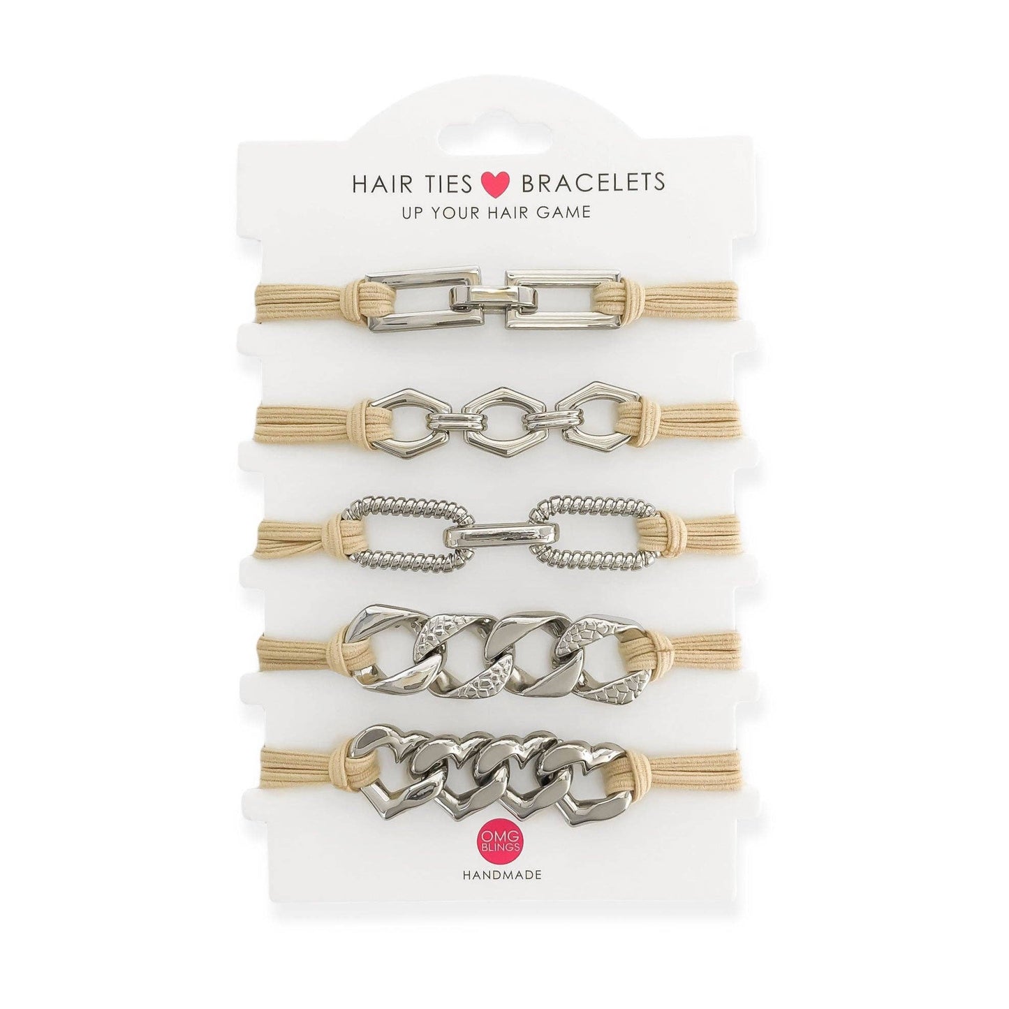 Nude 5pc Hair Tie - Bracelet Set