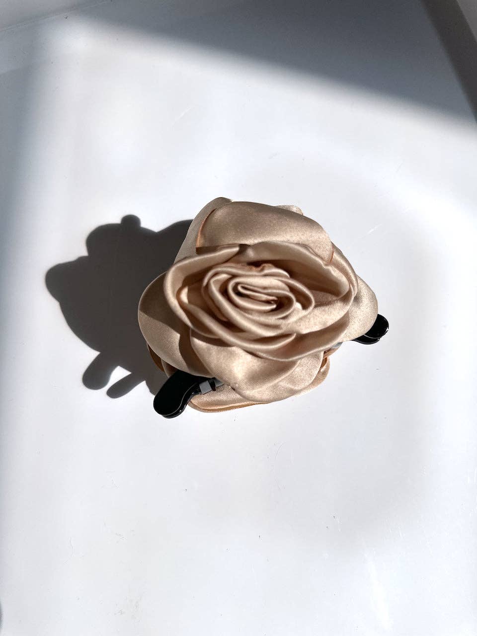 Big Satin Rose Flower Hair Claw Clip