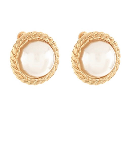 Pearl Dome Clip On Earrings