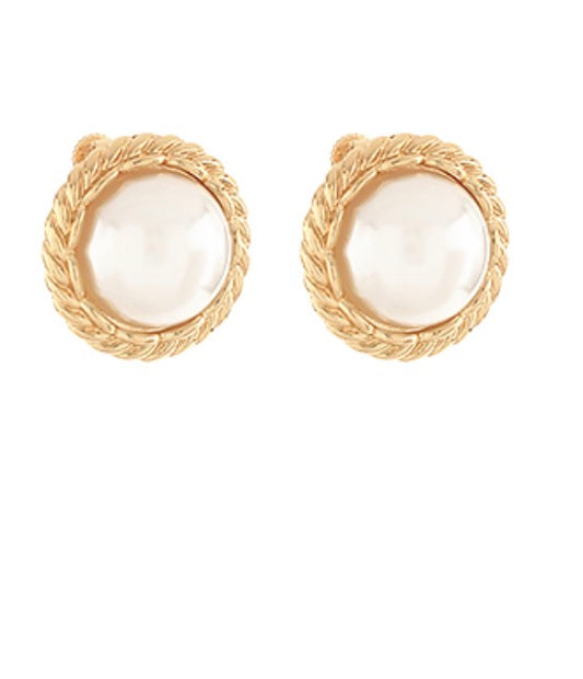 Pearl Dome Clip On Earrings