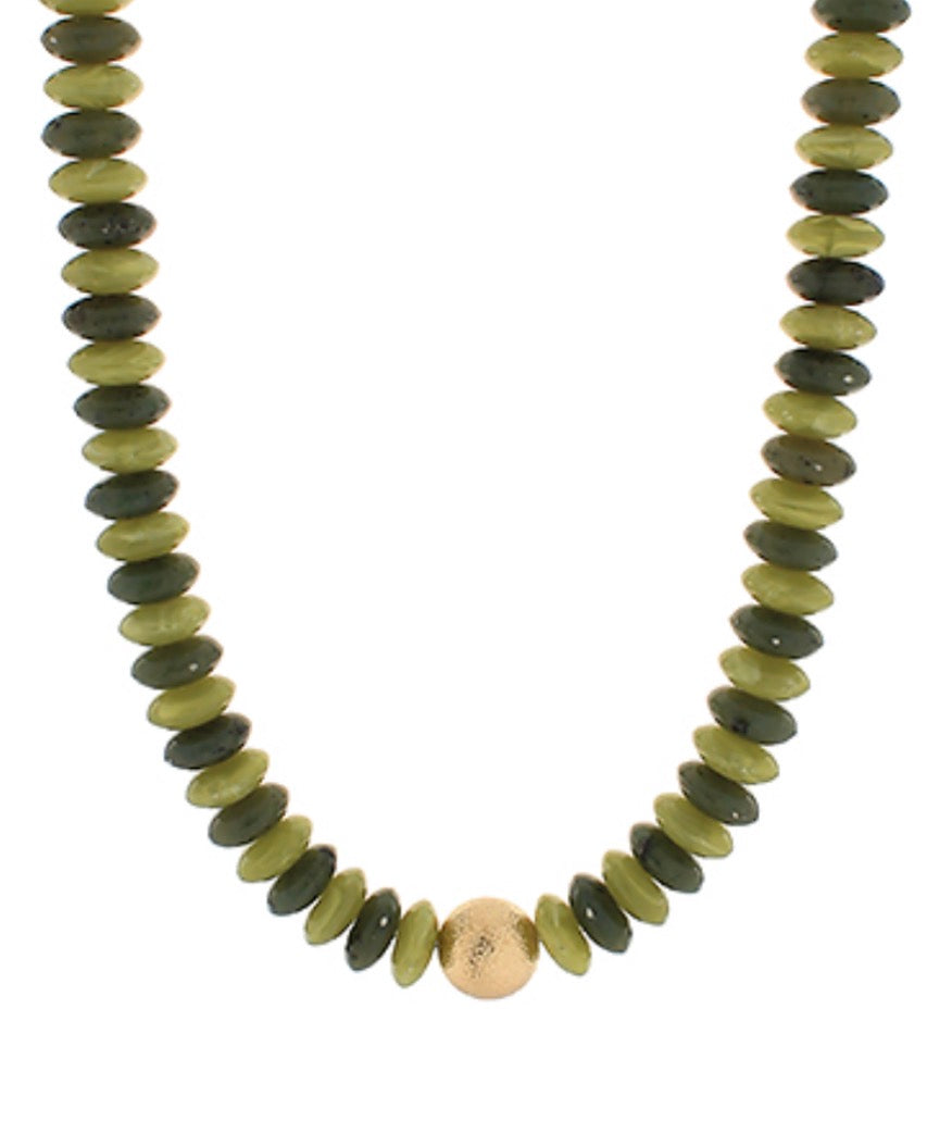Beaded Necklace with Gold Ball Accent