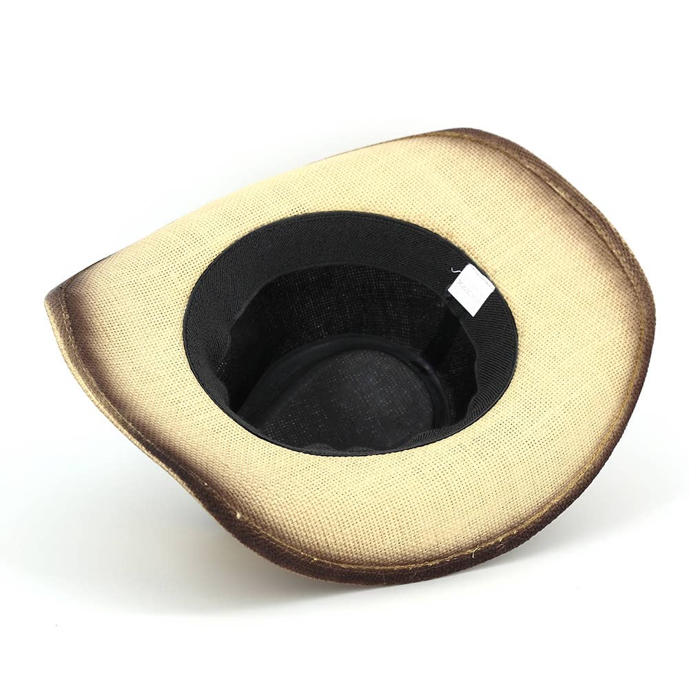 Floral Concho Band Two Tone Straw Cowboy Hat