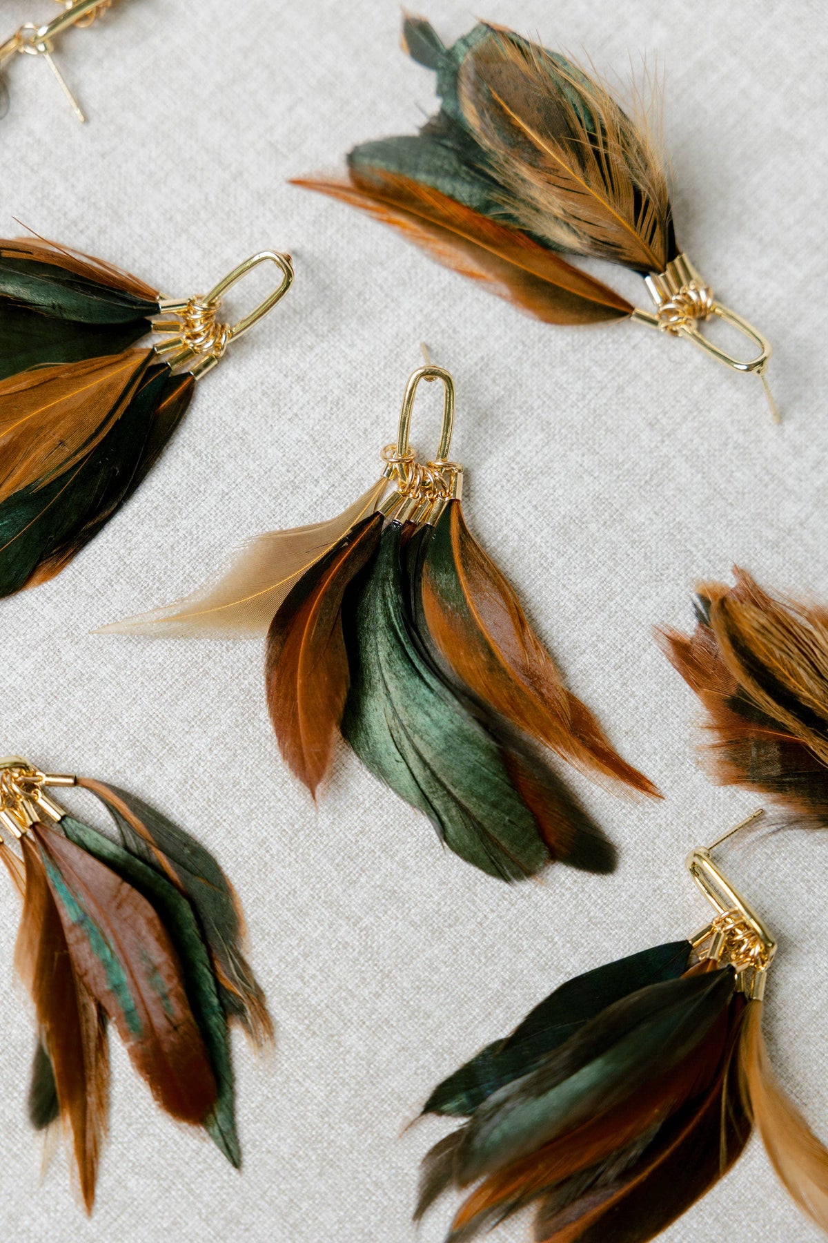 Woodland Fall Feather Tassel Statement Earrings