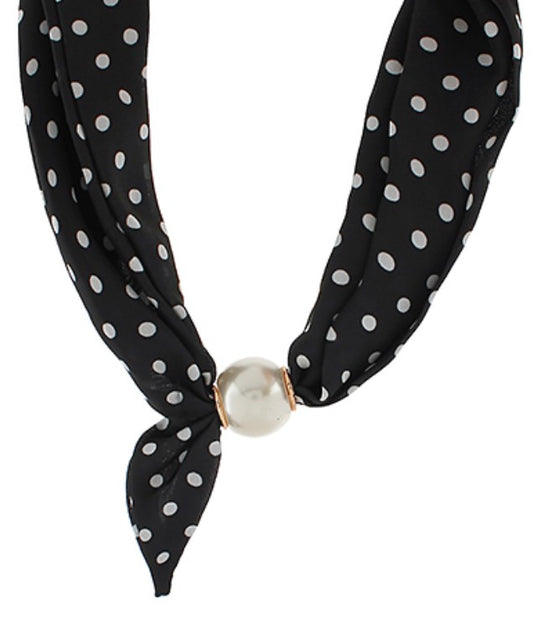Scarf Necklace with Magnetic Pearl
