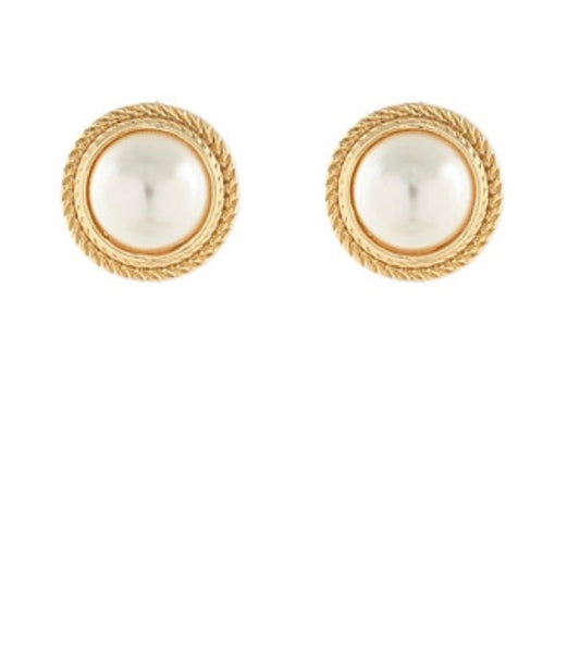 Textured Framed Pearl Earrings