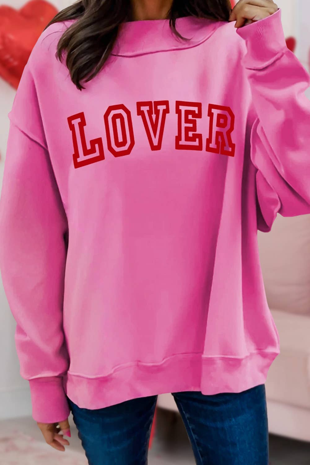 HEART&LOVER Reversible Print Mock Neck Sweatshirt
