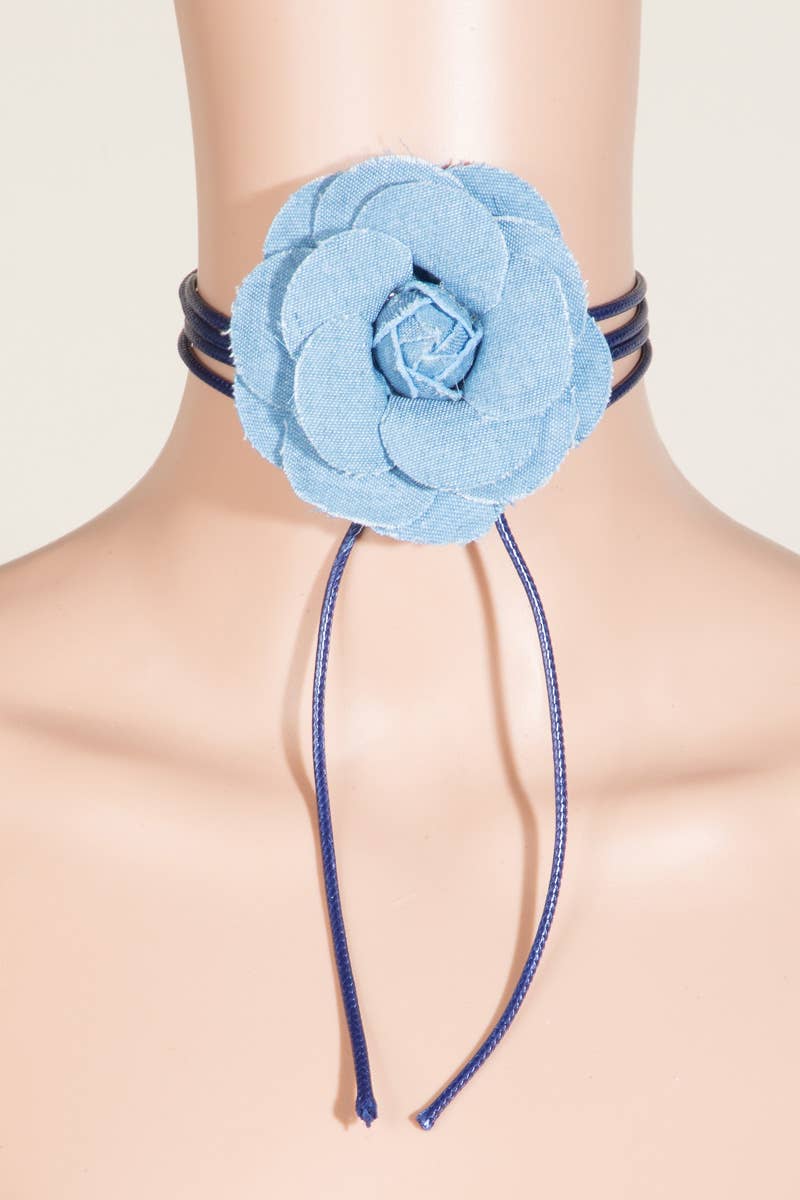 Flower Denim Choker Necklace