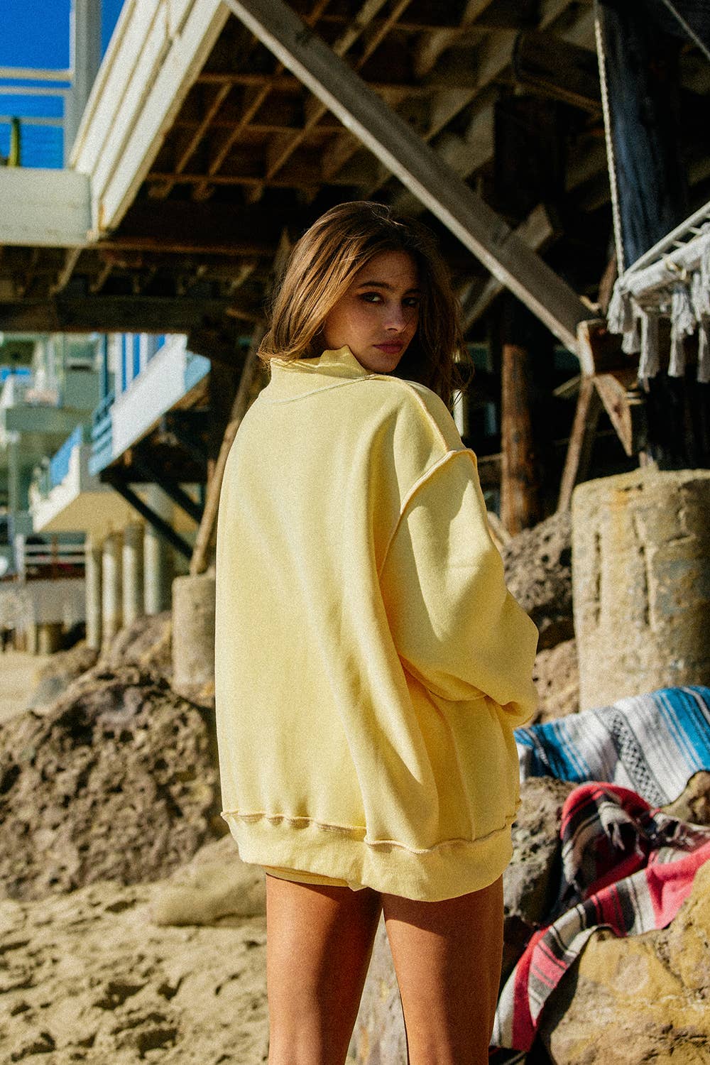 ‘DILLYDALLY/LOLLY GAG’ Reversible Mockneck Sweatshirt