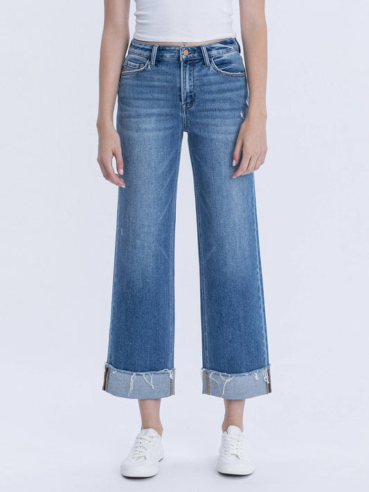 FLYING MONKEY- High Rise Cuffed Slim Jeans