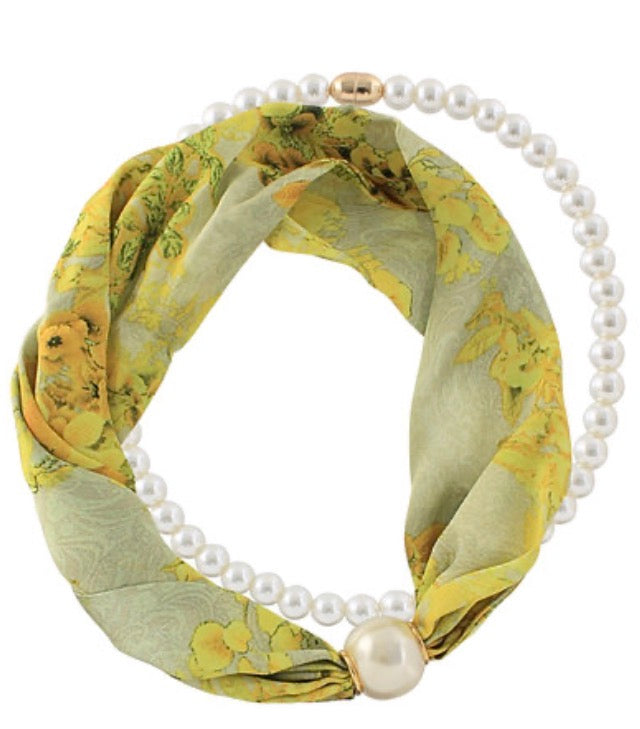 Magnetic Pearl & Scarf Necklace