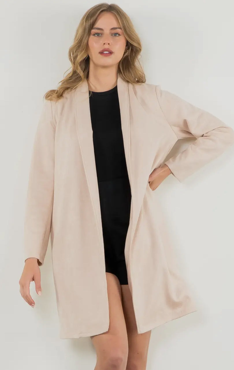 Willow Suede Open Front Coat