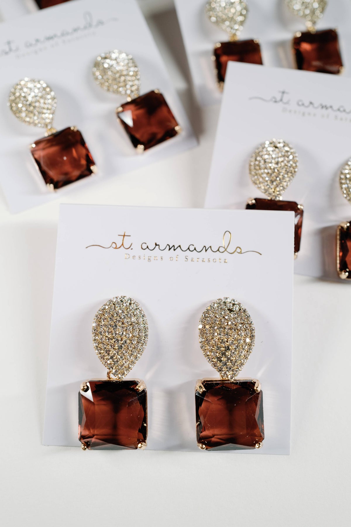 Smokey Plum Retro Pavé Crystal Gum Drop Earrings