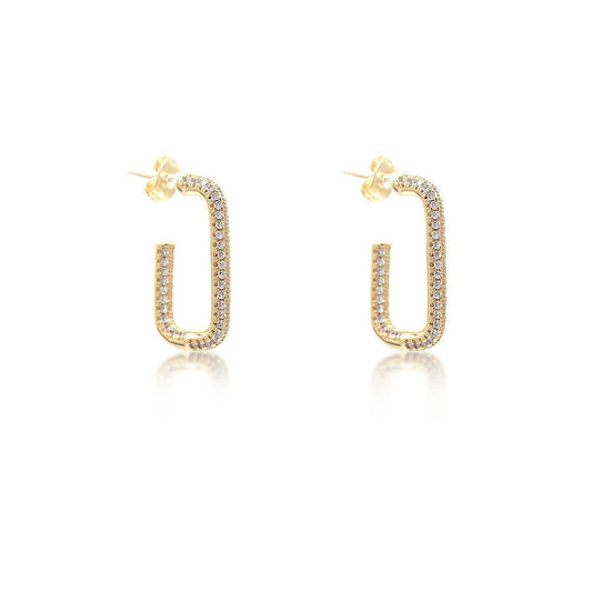 Cz Rectangle Stud Gold Filled Earrings