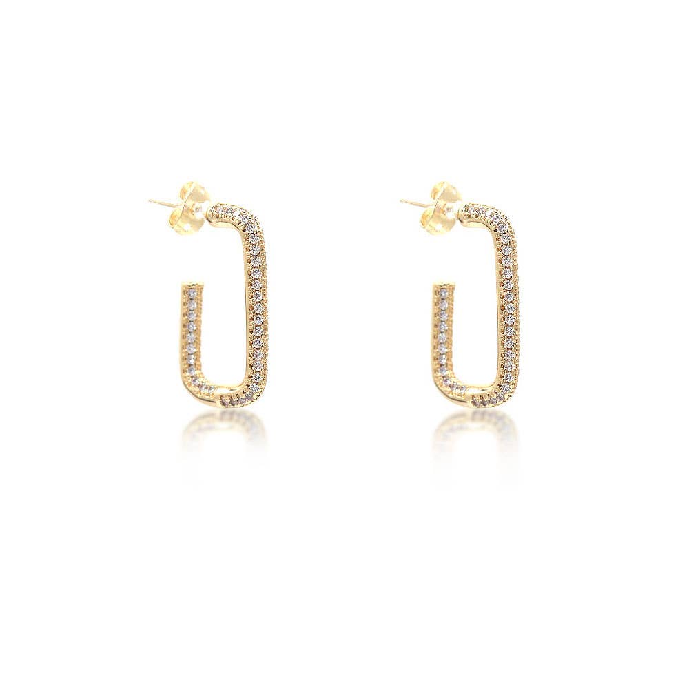 Cz Rectangle Stud Gold Filled Earrings