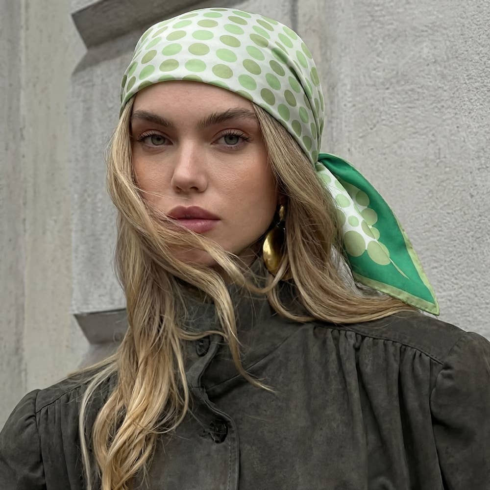 Multi Color Polka Dot Print Square Bandana Scarf