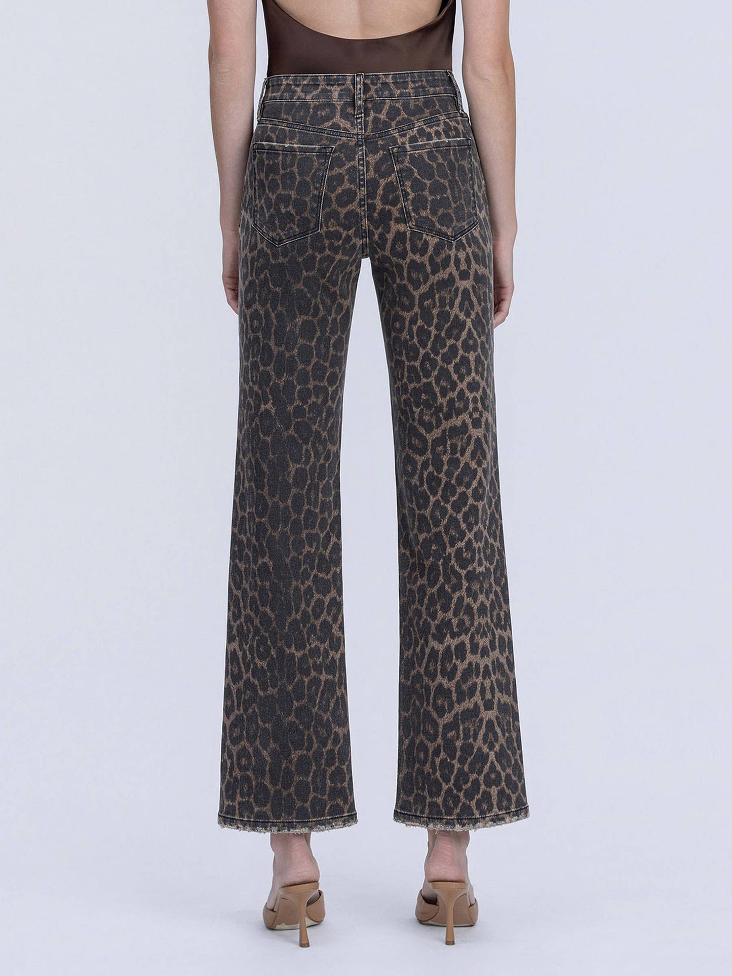 FLYING MONKEY- High Rise Leopard Wide Jean