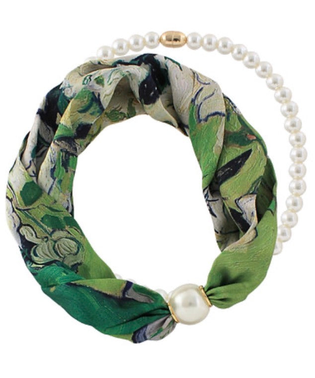Magnetic Pearl & Scarf Necklace