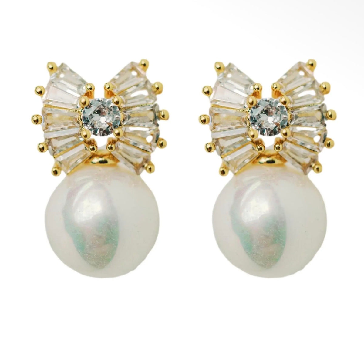 Pearl and Bow Crystal Earrings