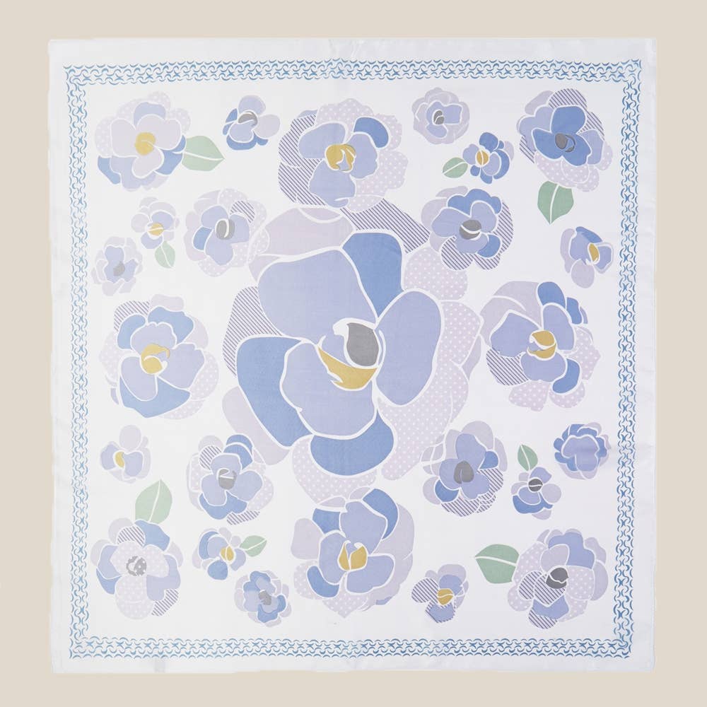 Multi Texture Flower Print Bandana Scarf