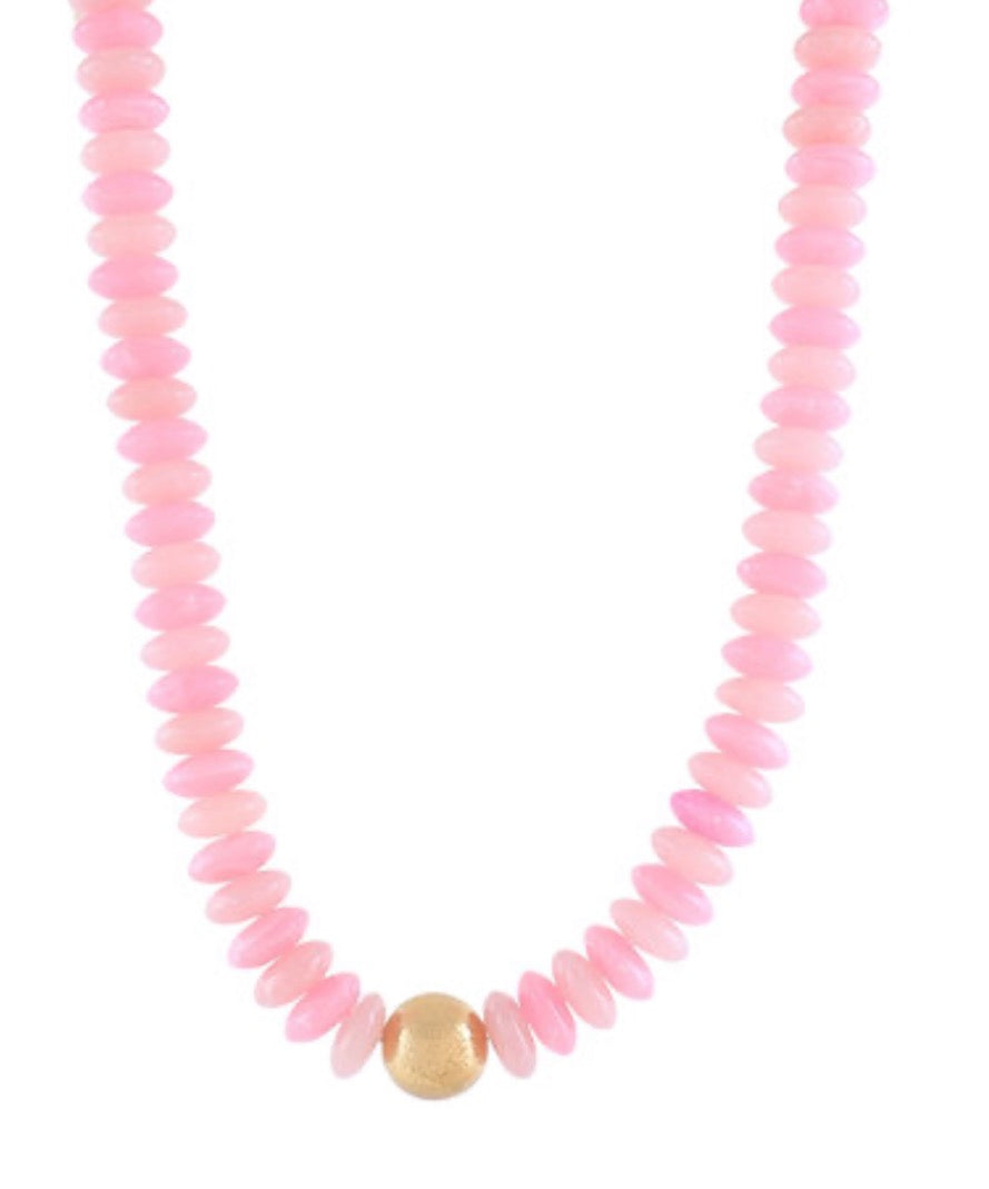 Beaded Necklace with Gold Ball Accent