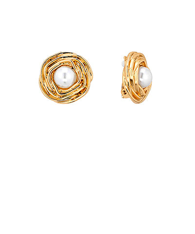 Twisted Pearl Clip On Earrings