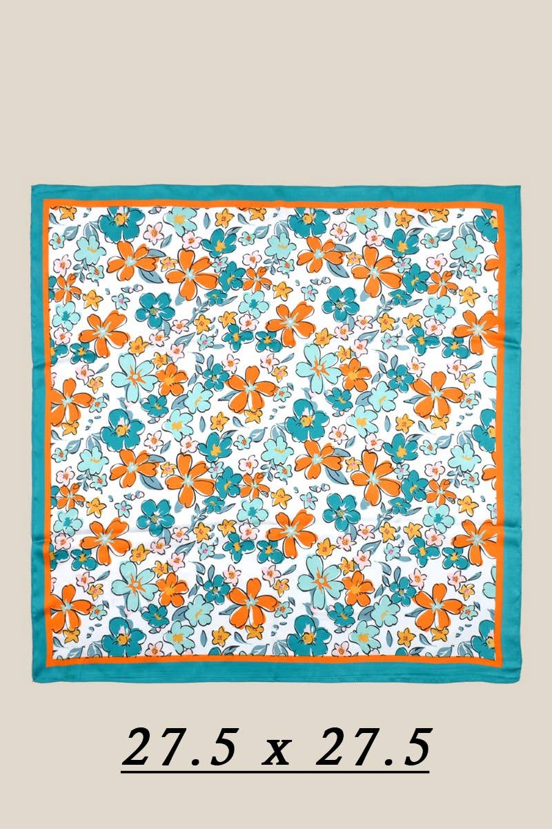 Multi Flower Print Bandana Scarf