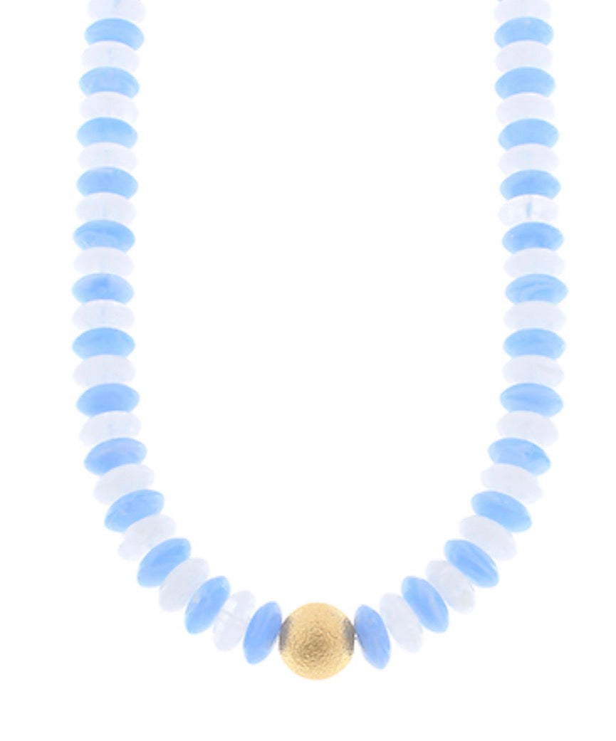 Beaded Necklace with Gold Ball Accent