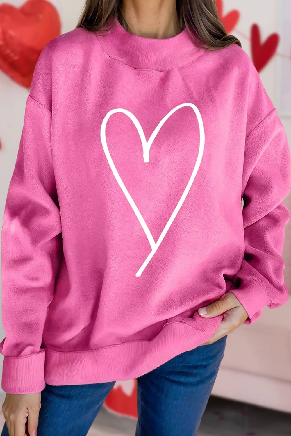 HEART&LOVER Reversible Print Mock Neck Sweatshirt