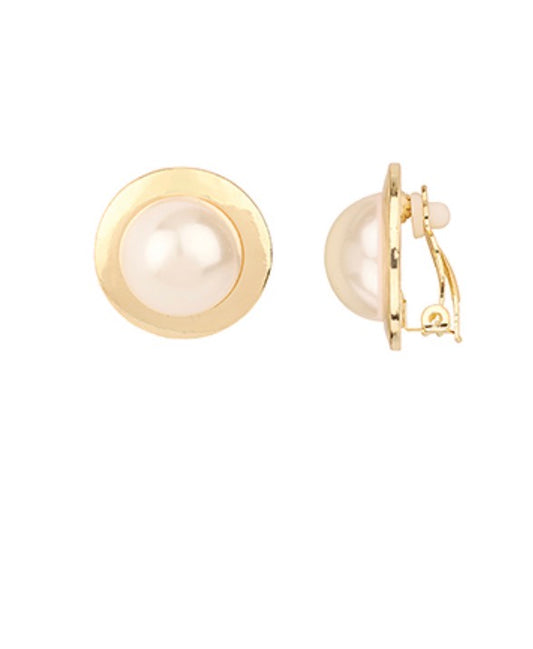 Framed Pearl Clip On Earrings