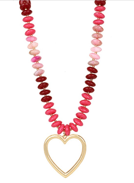Chunky Beaded Open Heart Necklace