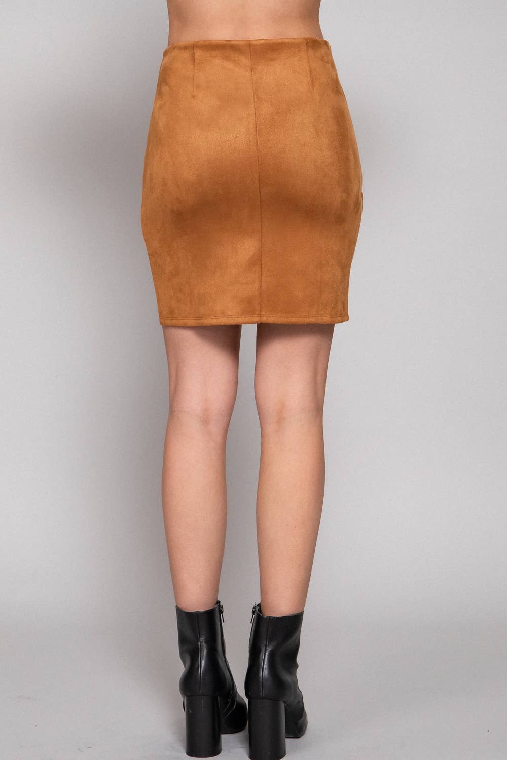 Ruched Suede Mini Skirt