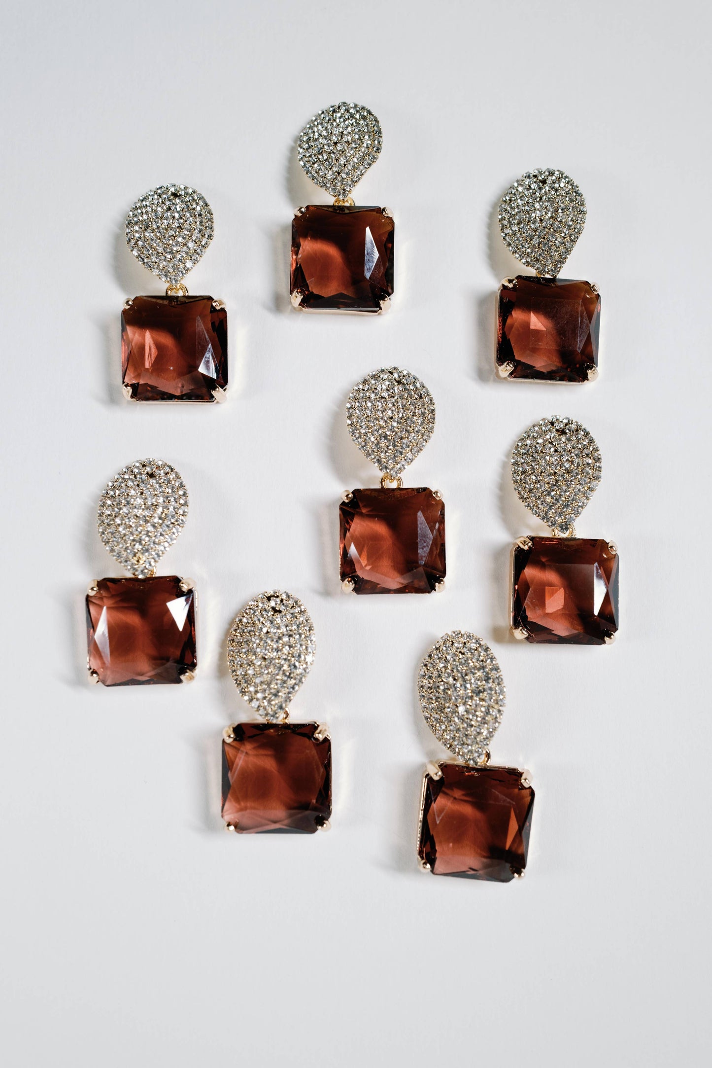 Smokey Plum Retro Pavé Crystal Gum Drop Earrings